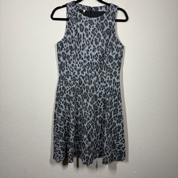 4 Collective Medium Animal Print A Line Fit & Flare Dress Black Gray Sleeveless - Picture 1 of 7